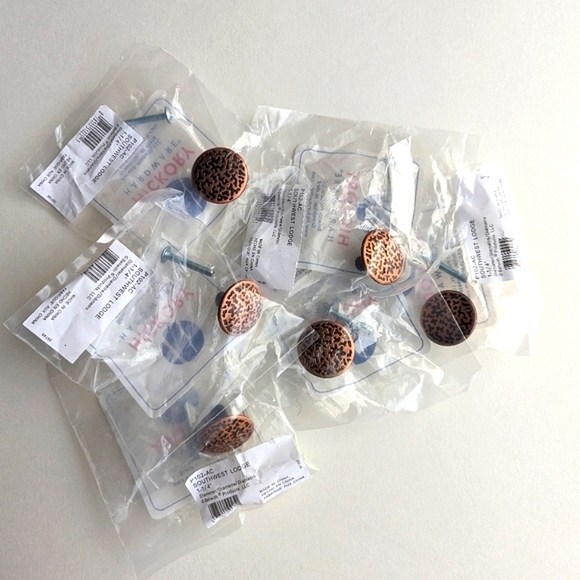 Set/ 6 Southwest Lodge Round Cabinet Knob Drawer Pull Textured Antique Copper - Picture 4 of 4